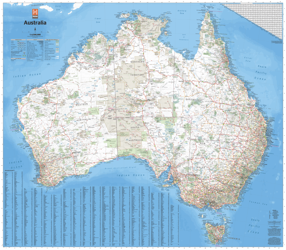 Product Overview of the Australia Large Map 12th Edition from Hema Maps - Hema Maps Online Shop