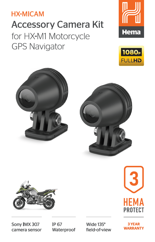 Hema HX - M1 Dual Camera DVR Kit - Hema HX - 2 GPS Navigator - Hema Maps Online Shop