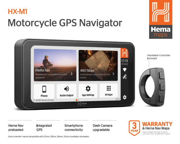 Hema Maps Motorbike GPS Smart Navigator - Hema HX - 2 GPS Navigator - Hema Maps Online Shop