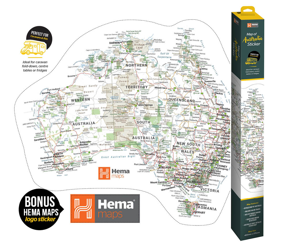 Hema Sticker Map (440mm x 370mm) - 14. Merchandise & Product Display - Hema Maps Online Shop