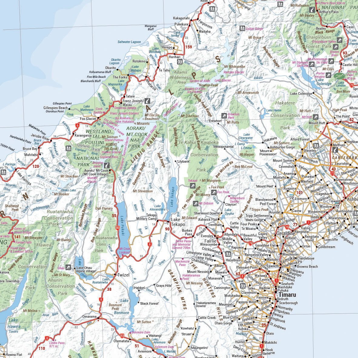 South Island New Zealand Map (Te Waipounamu) - 10. NZ Maps & Books - Hema Maps Online Shop