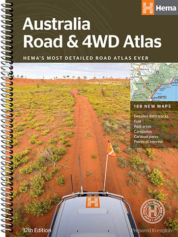 A Product Overview of the Australia Road & 4WD Atlas (Spiral Bound) from Hema Maps