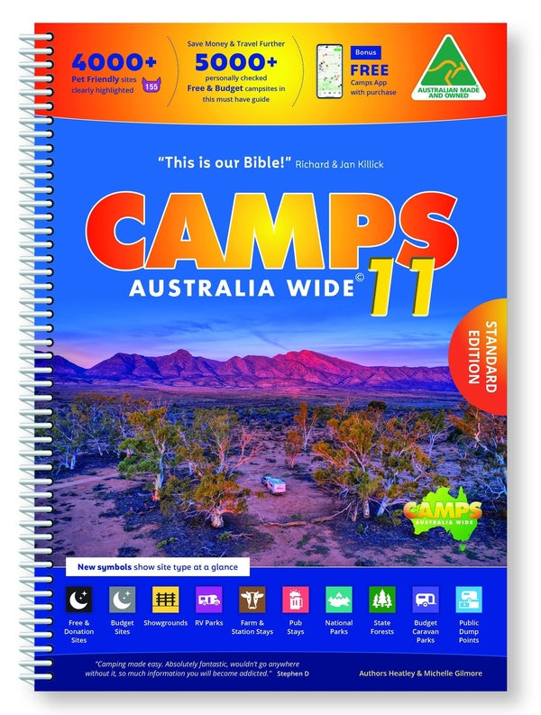 A Product Overview of the Brand NEW Camps 11 (A4 Spiral Bound) Guide Available on the Hema Maps Store