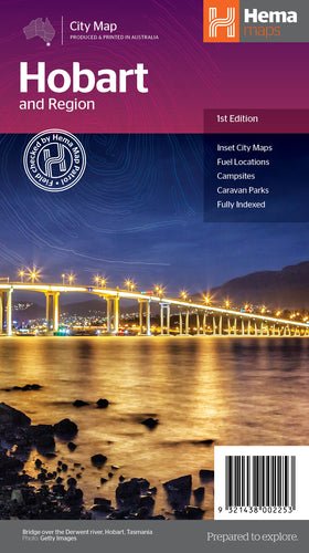 Product Overview of the Brand NEW Hobart & Region Map (First Edition) from Hema Maps - Hema Maps Online Shop