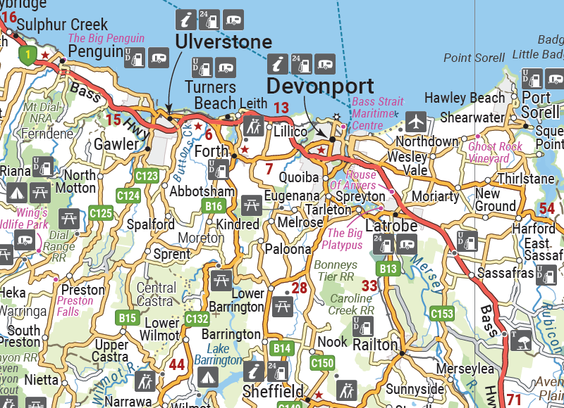 Tasmania Handy Map