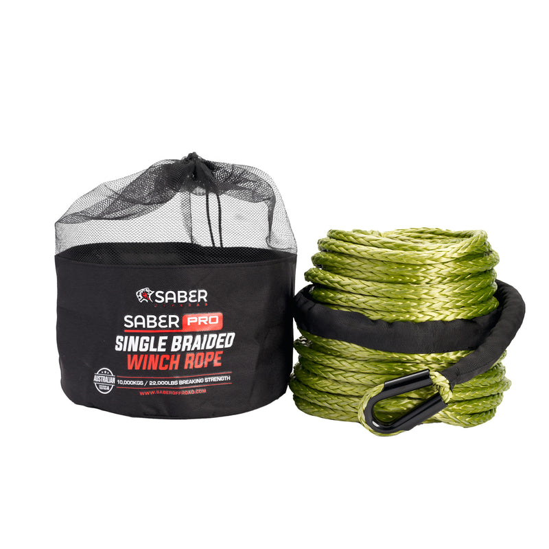 Saber Single Braided Winch Rope - 30M – 9,500KG