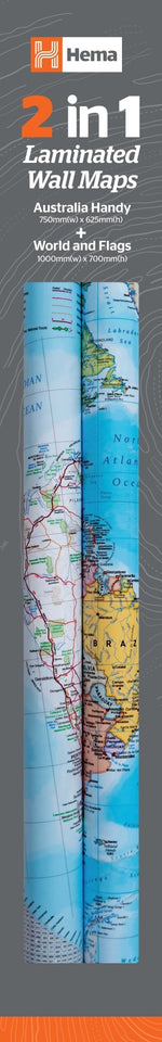 2 in 1 Twin Pack - Australia and World Wall Maps - 09. Australian Wall Maps - Hema Maps Online Shop