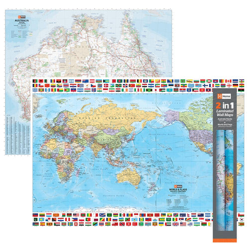 2 in 1 Twin Pack - Australia and World Wall Maps - 09. Australian Wall Maps - Hema Maps Online Shop