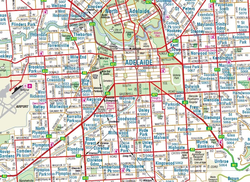 Adelaide and Region Wall Map - 09. Australian Wall Maps - Hema Maps Online Shop