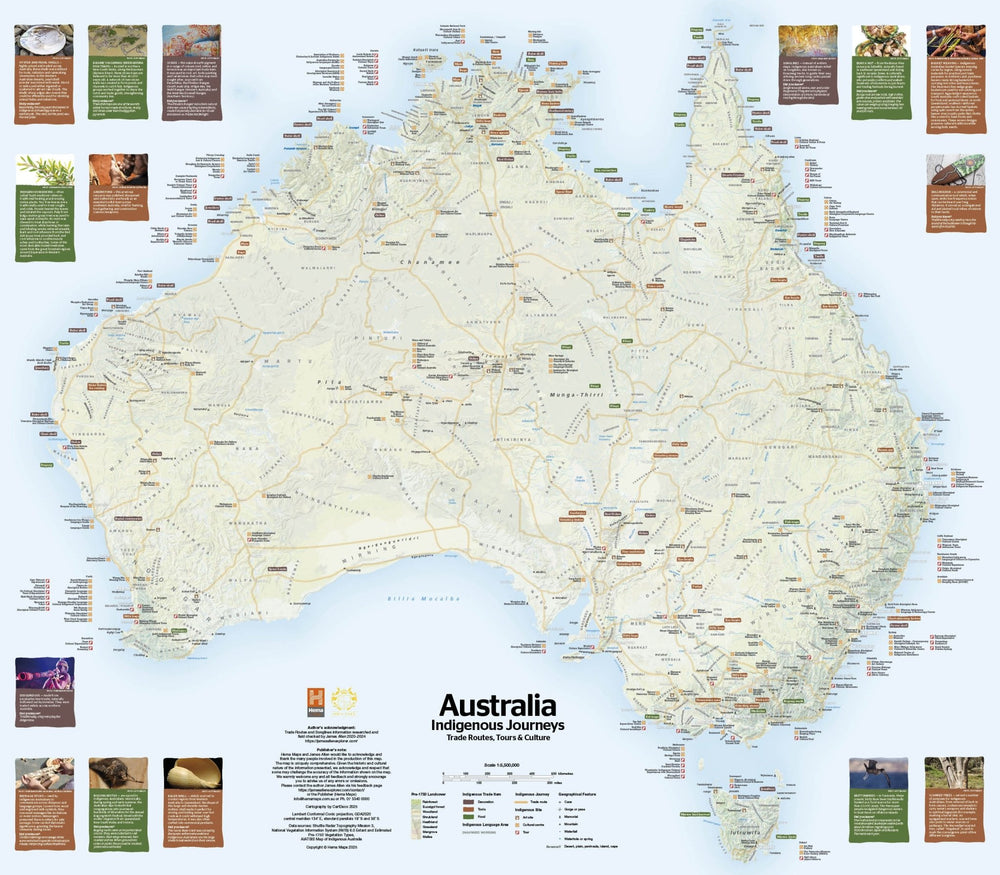 Australia Indigenous Journeys Laminated Wall Map - 09. Australian Wall Maps - Hema Maps Online Shop