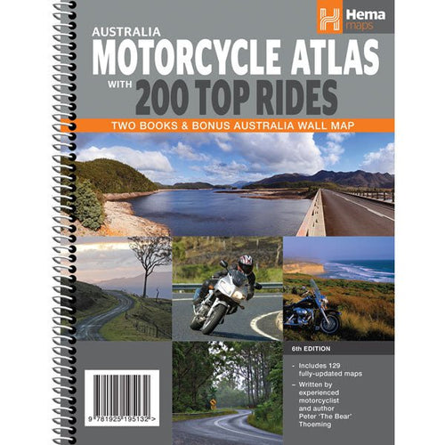 Australia Motorcycle Atlas + 200 Top Rides - 02. Hema Atlas & Guides - Hema Maps Online Shop