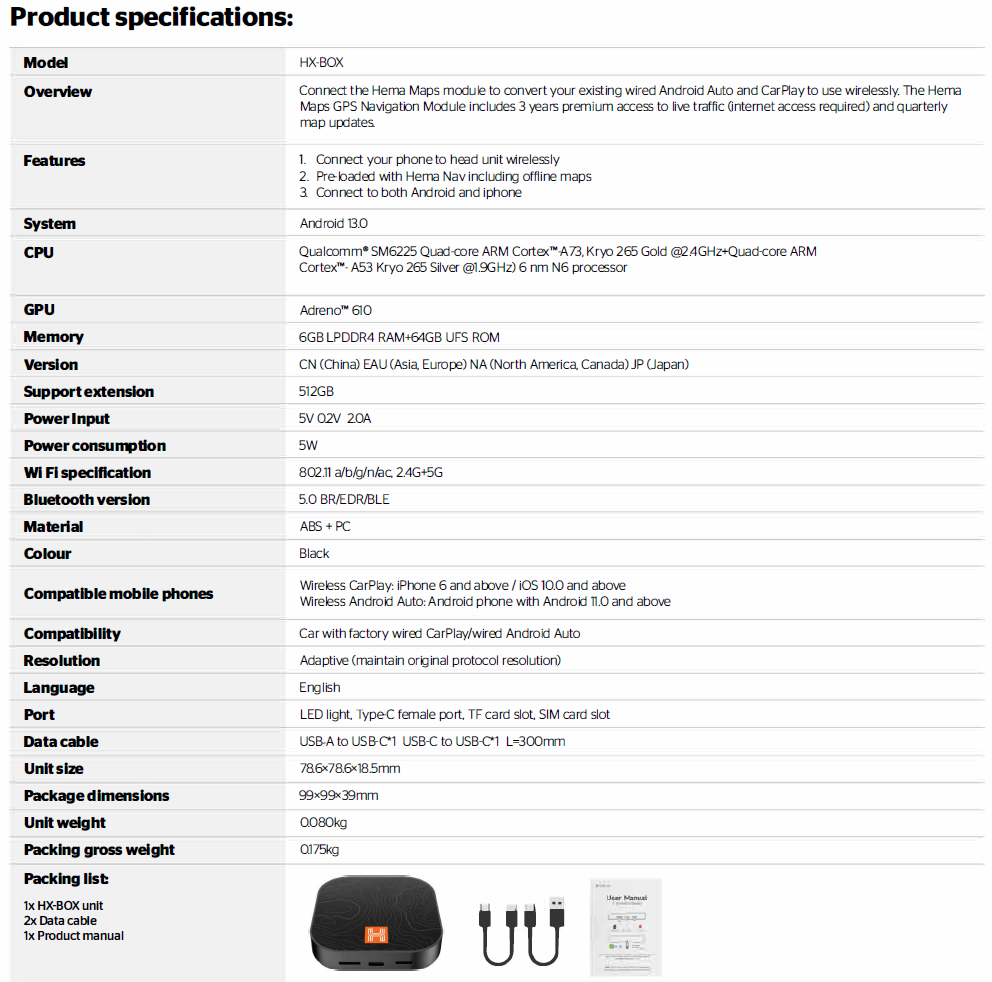 Hema Maps HX-BOX GPS Navigation Module