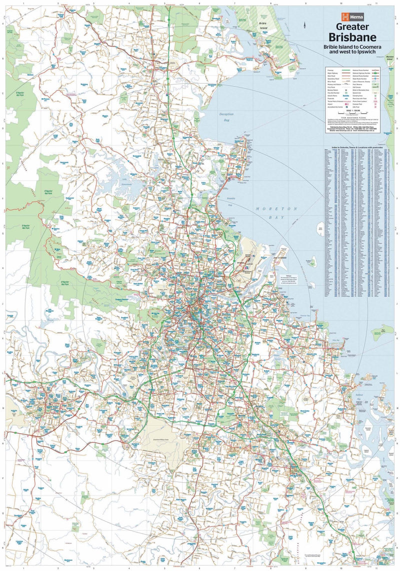 Brisbane and Region Wall Map - 09. Australian Wall Maps - Hema Maps Online Shop