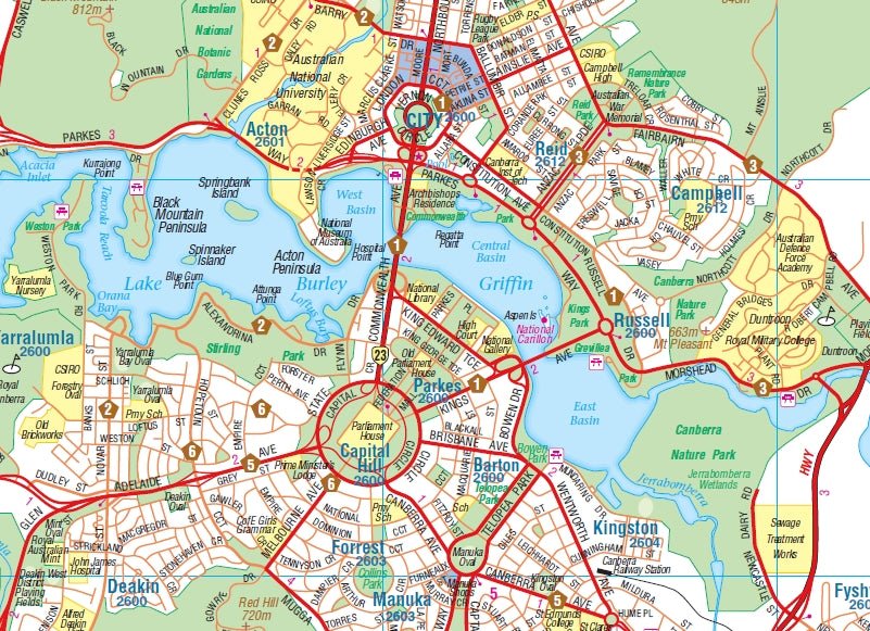 Canberra and Region Wall Map - 09. Australian Wall Maps - Hema Maps Online Shop