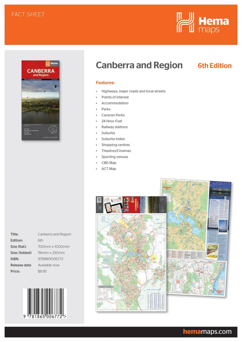 Canberra & Region Map - 07. City Maps - Hema Maps Online Shop