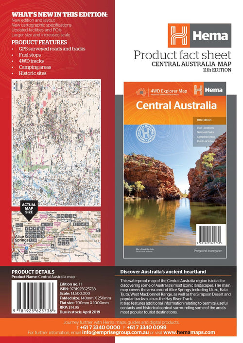 Central Australia Map - 05. Regional Maps - Hema Maps Online Shop
