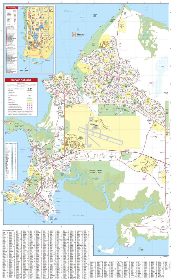 Darwin Postcode Number Map Darwin and Region Wall Map