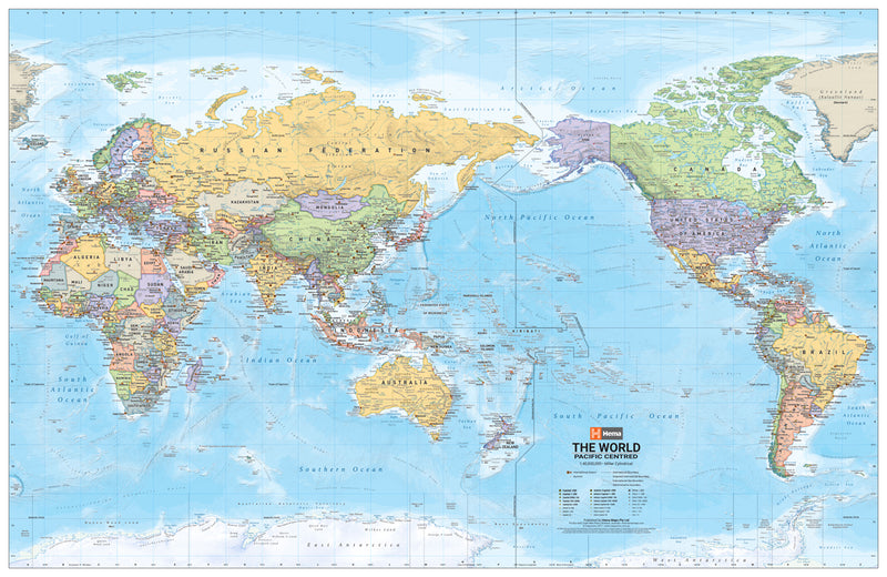 World Political Pacific Centred Wall Map
