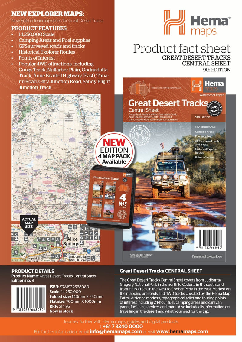 Great Desert Tracks Central Sheet - 05. Regional Maps - Hema Maps Online Shop