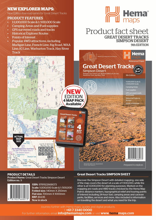 Great Desert Tracks Simpson Desert - 05. Regional Maps - Hema Maps Online Shop