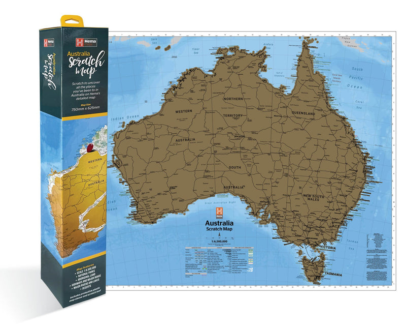 Hema's Australia Scratch Map - 09. Australian Wall Maps - Hema Maps Online Shop