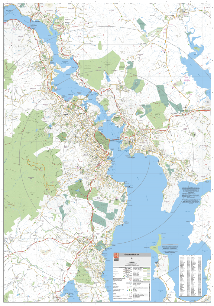 Hobart and Region Wall Map - 09. Australian Wall Maps - Hema Maps Online Shop