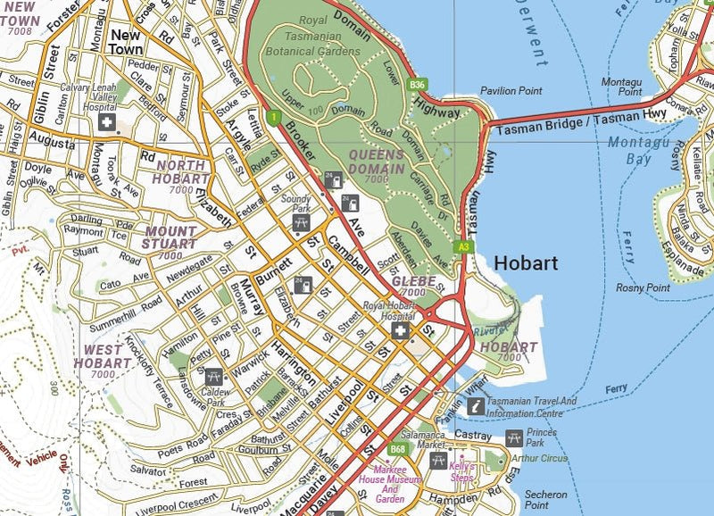 Hobart and Region Wall Map - 09. Australian Wall Maps - Hema Maps Online Shop