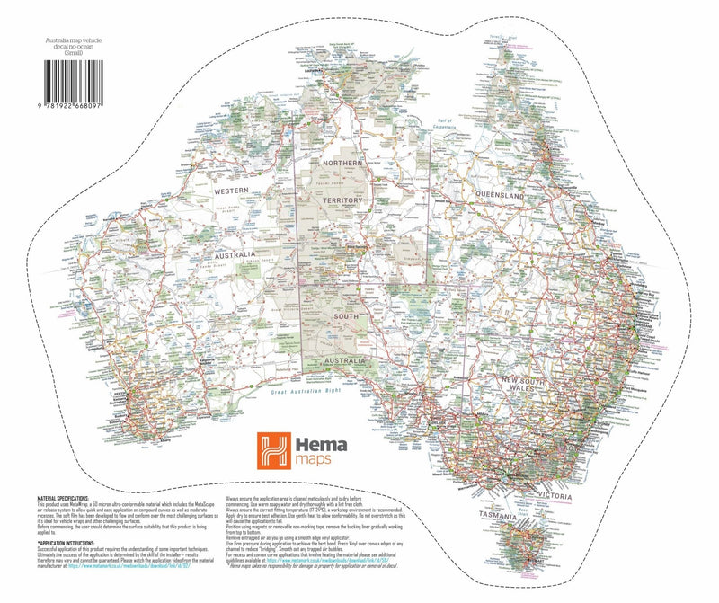 Map of Australia Sticker - Large - 14. Merchandise & Product Display - Hema Maps Online Shop