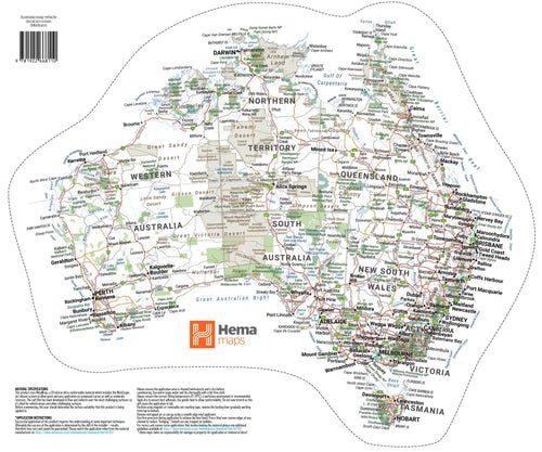 Map of Australia Sticker - Medium - 14. Merchandise & Product Display - Hema Maps Online Shop