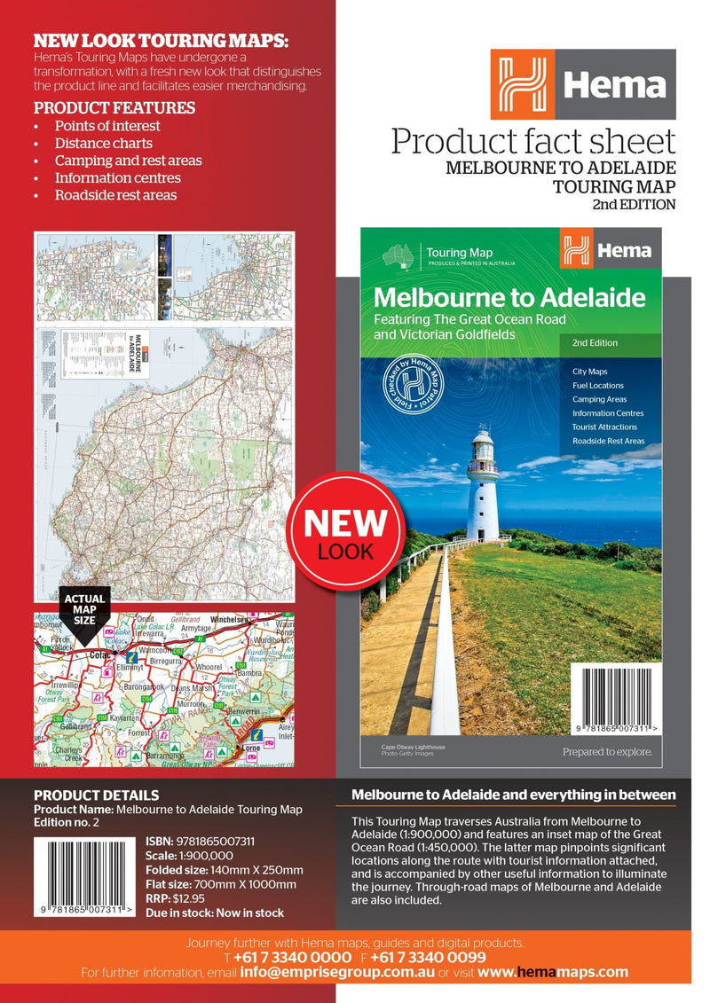 Melbourne to Adelaide Map - 05. Regional Maps - Hema Maps Online Shop