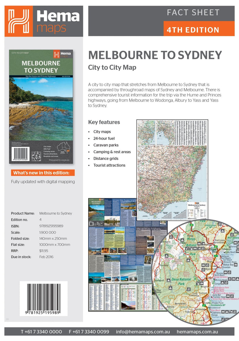 Melbourne to Sydney Map - OE - 05. Regional Maps - Hema Maps Online Shop