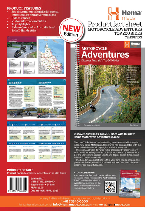 Motorcycle Adventures Top 200 Rides - 02. Hema Atlas & Guides - Hema Maps Online Shop