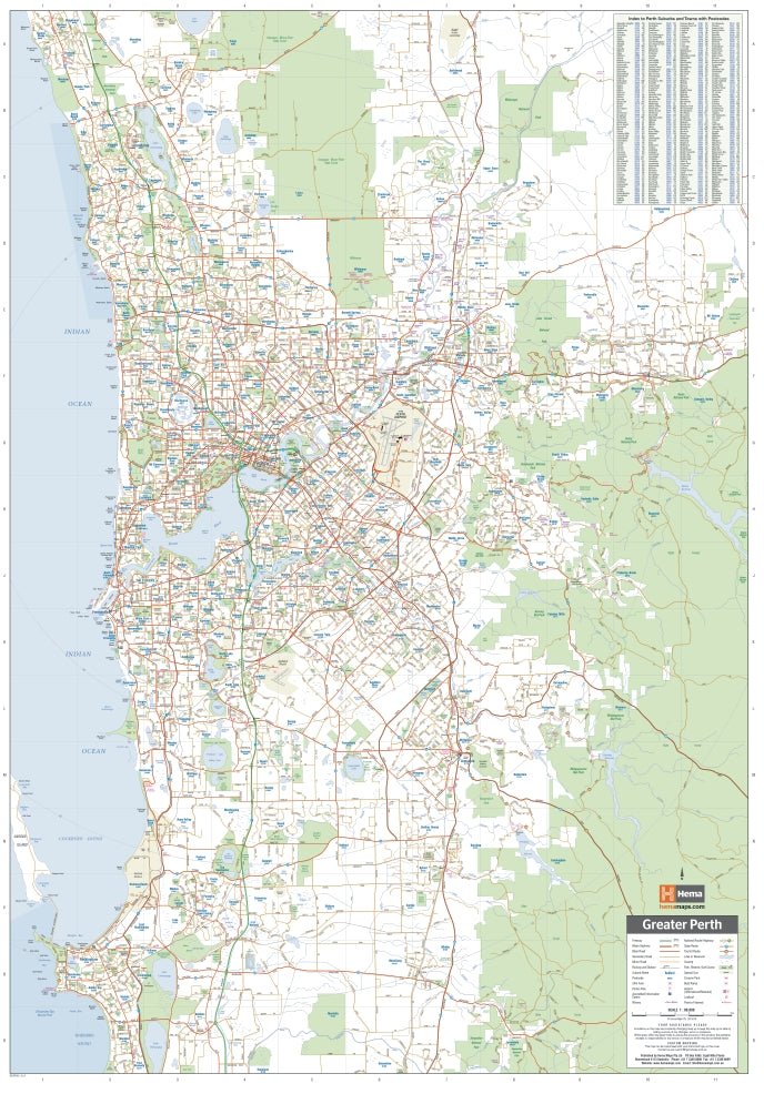 Perth and Region Wall Map - 09. Australian Wall Maps - Hema Maps Online Shop