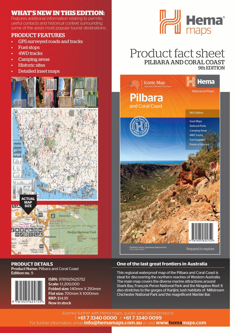 Pilbara & Coral Coast Map - 05. Regional Maps - Hema Maps Online Shop