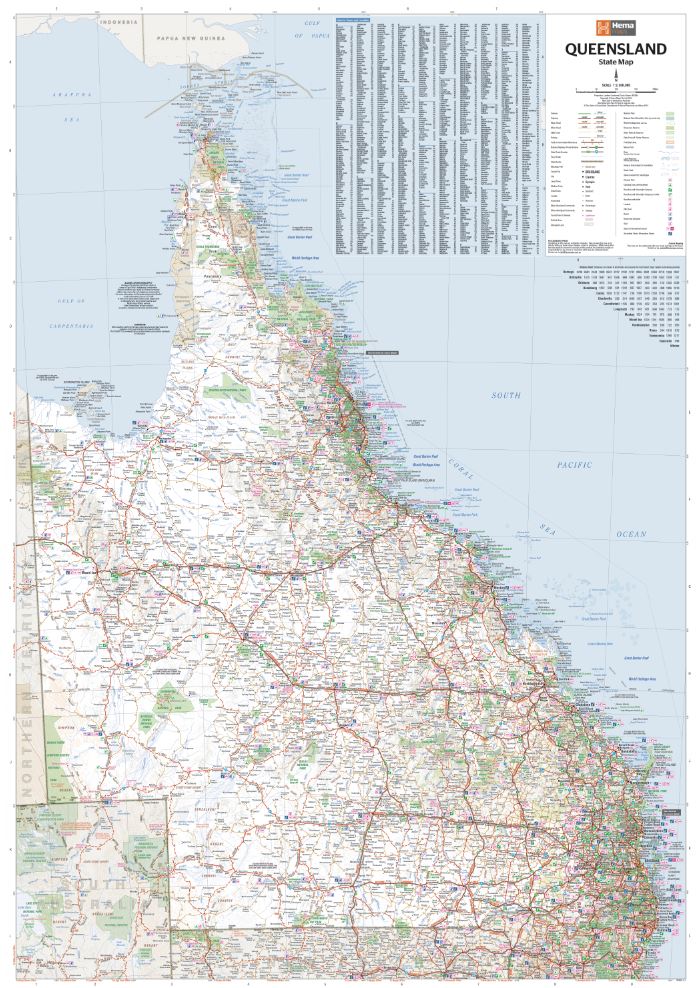 Queensland State Wall Map - 09. Australian Wall Maps - Hema Maps Online Shop