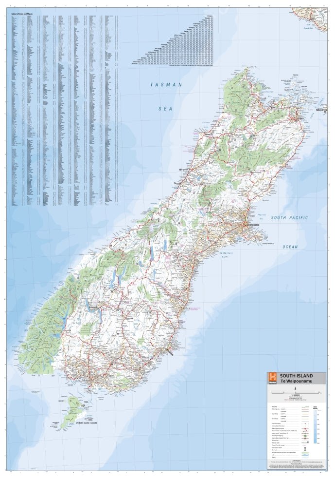 South Island (Te Wai Pounamu) New Zealand Wall Map - 10. NZ Maps & Books - Hema Maps Online Shop