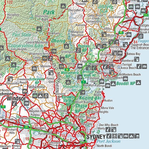 Sydney to Brisbane Map - 05. Regional Maps - Hema Maps Online Shop