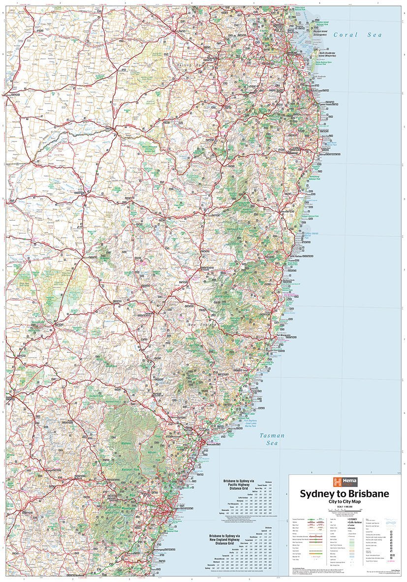 Sydney to Brisbane Map - 05. Regional Maps - Hema Maps Online Shop