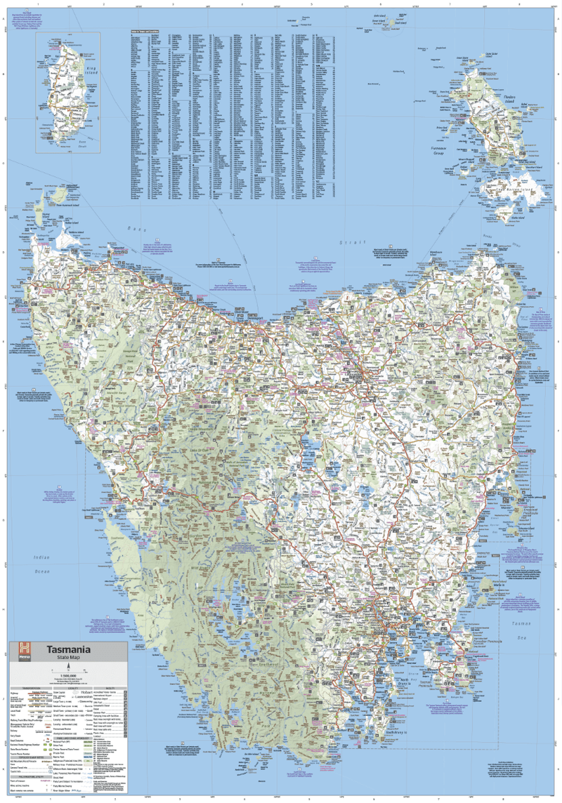 Tasmania State Wall Map - 09. Australian Wall Maps - Hema Maps Online Shop