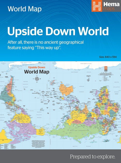 Upside Down World in Envelope Folded Map - 11. World Maps - Hema Maps Online Shop