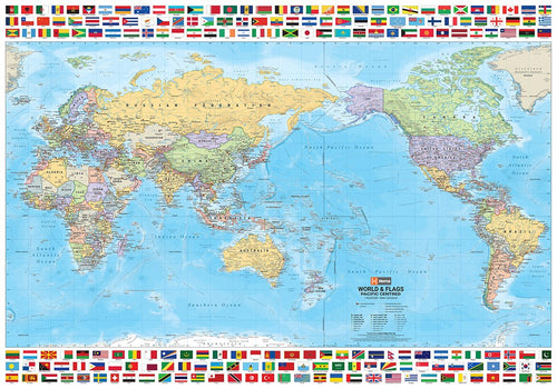 World & Flags Map - 11. World Maps - Hema Maps Online Shop