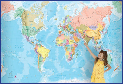 World Mural Europe Centred Supermap - 1580x2320 (2 sheets) - 11. World Maps - Hema Maps Online Shop