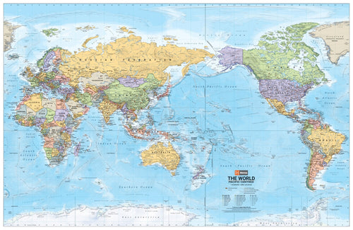 World Political Pacific Centred Wall Map - 11. World Maps - Hema Maps Online Shop