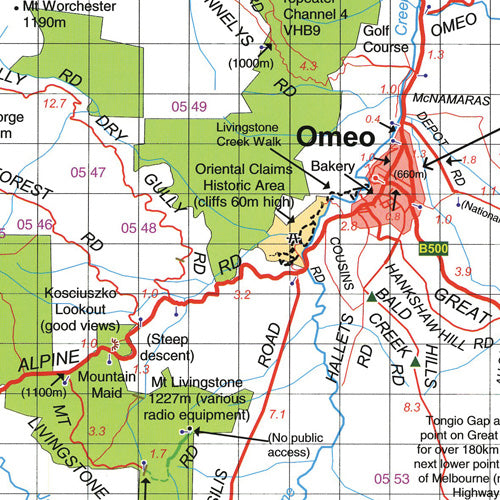 Bairnsdale - Dargo - Omeo Map